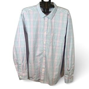 UNTUCKIt Lombardy Plaid Button Down Shirt Mens XXXLC 3XL Blue Pink 33988 Cotton